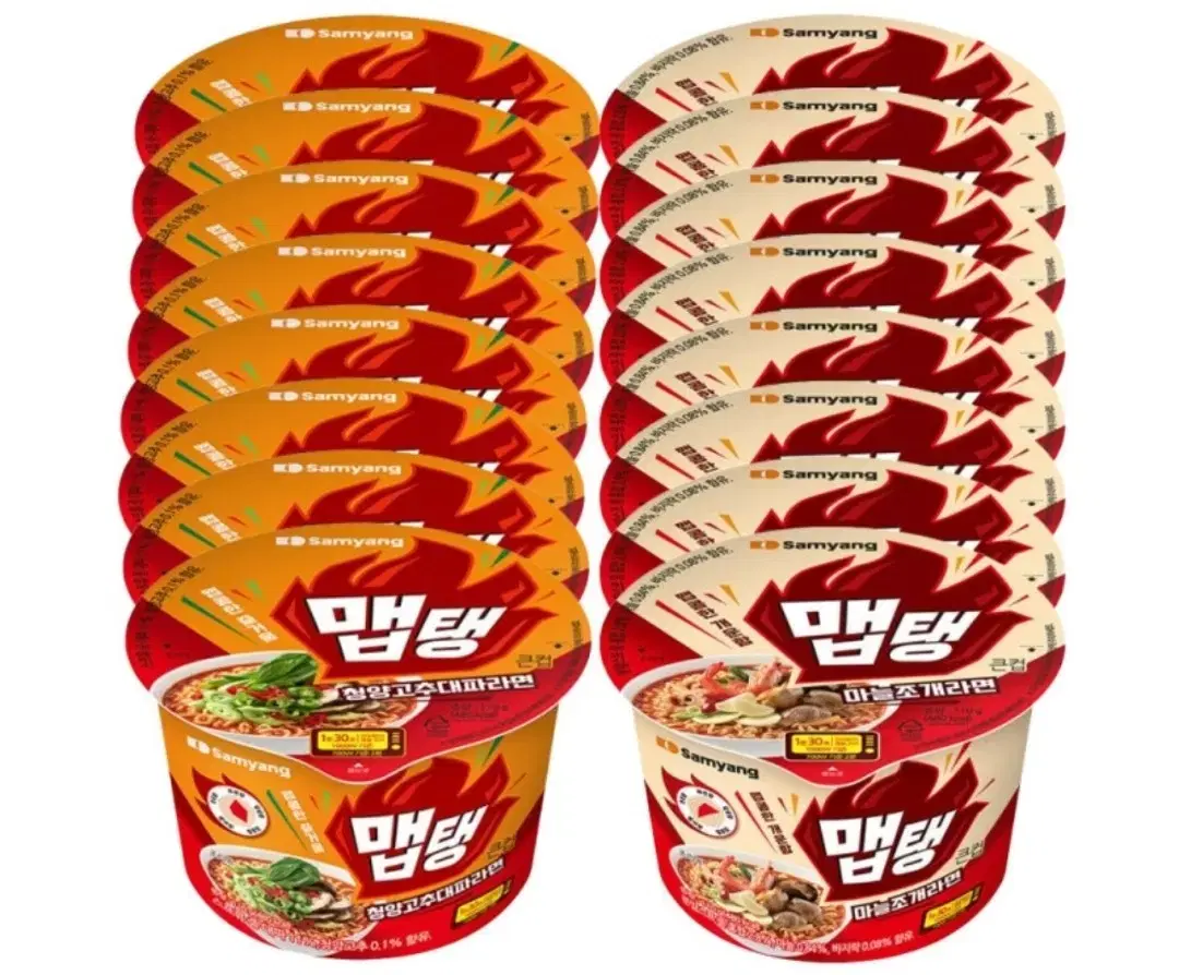 맵탱 큰컵 컵라면 110g 16개 마늘조개/청양고추대파